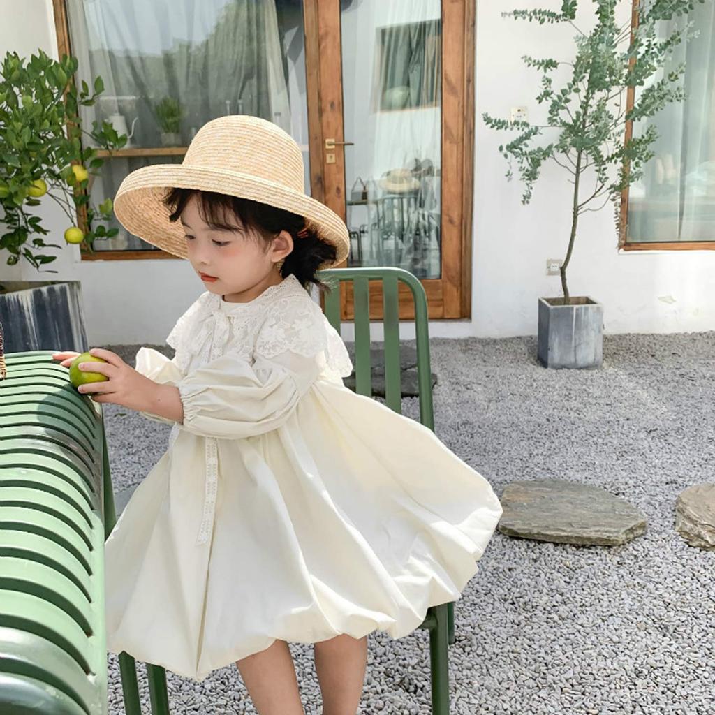 SLINX Baby Girl Dress with Detachable Cute Fluffy and Perfect for and Ages White Collar, Princess-Style Tunic, Gathered, Spring, Summer, Fall, 1-6