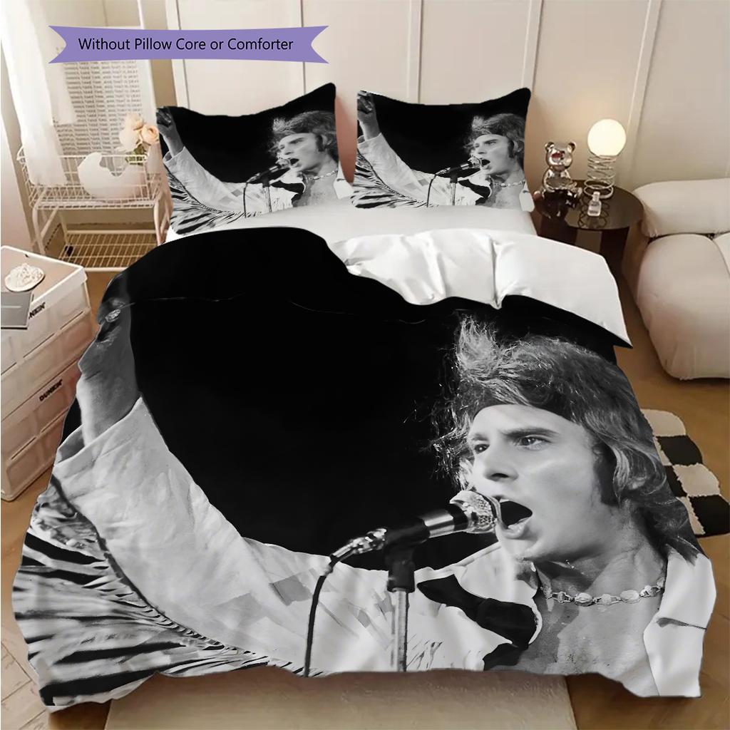 Johnny Hallyday Retro Poster bedding, duvet cover, pillowcase, home decoration, birthday gift (1 * duvet cover+2 * pillowcase, coreless)