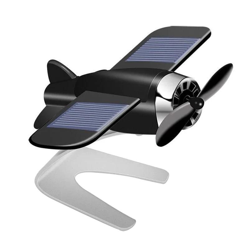 

Solar Powered Spinning Airplane Car Interior Dashboard Aircraft Model Rotate Mini Airplane Ornaments for Car Office Home Decor чорний