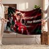 Cristiano Ronaldo Personalized Fleece Blanket With Football Logo, Custom Name Text Soft Warm Home Throw Blanket