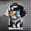 Women's Top Crew Neck Cat Print Fashion Short Sleeve Loose T-Shirts Women’s