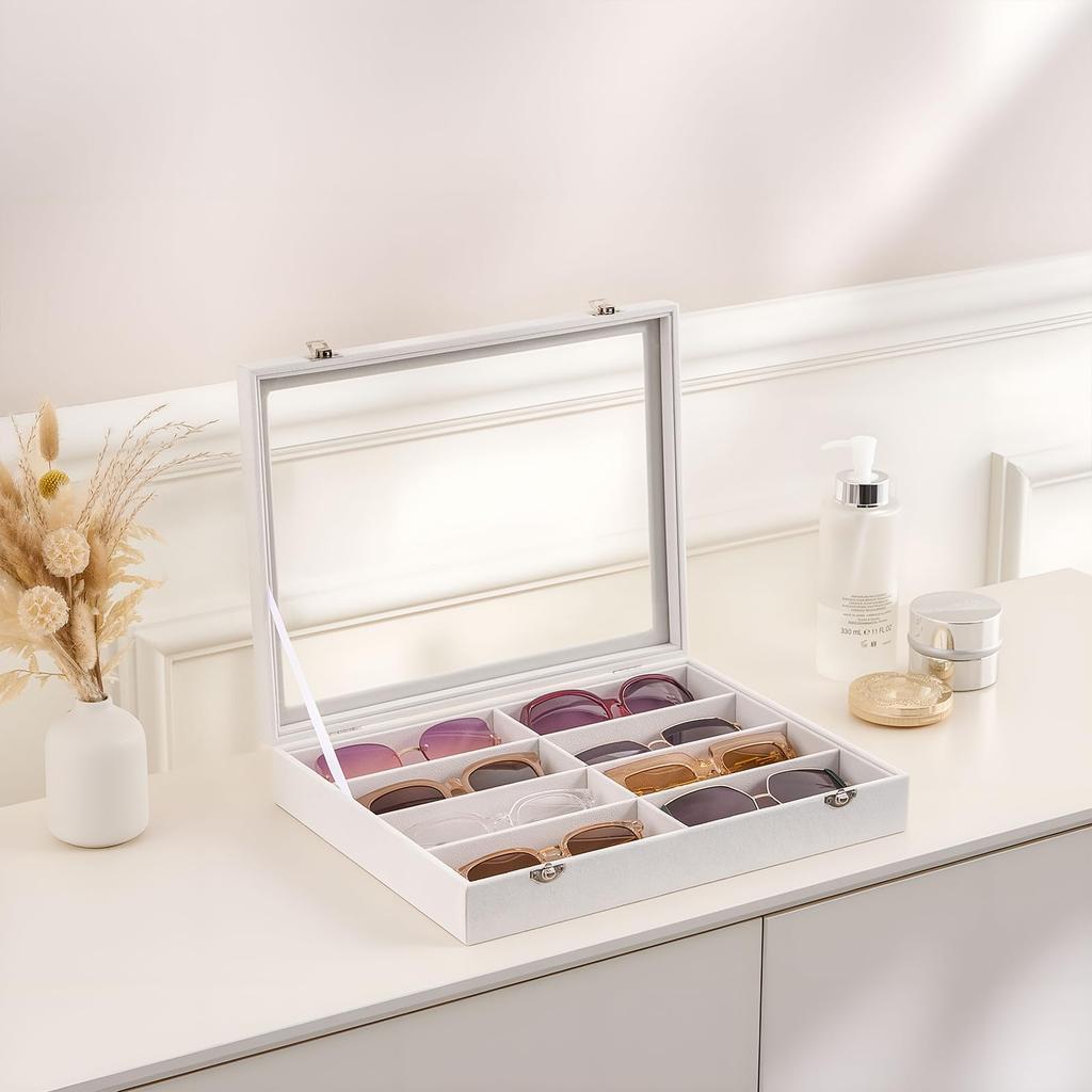Sunglasses 8 and Accessory Display Drawer 1 Piece [Lolalet] Tray, Compartments, Velvet, Glasses, Sunglasses, Storage, Tray, Storage,
