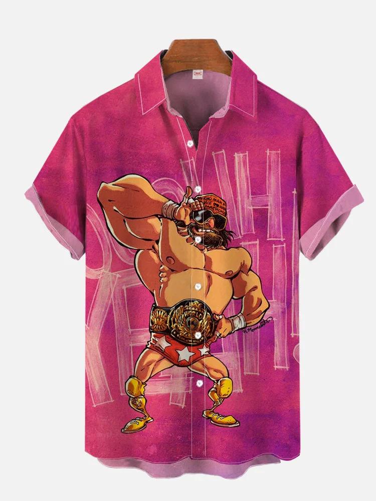 Cute cartoon 3D printed men's fashion T-shirt Hawaii T-shirt beach blonde short sleeved men's professional collar T-shirt