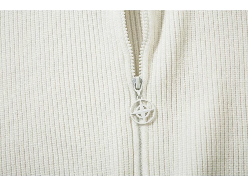 STONESLAND Unisex Strickpullover mit Stehkragen und Reißverschluss