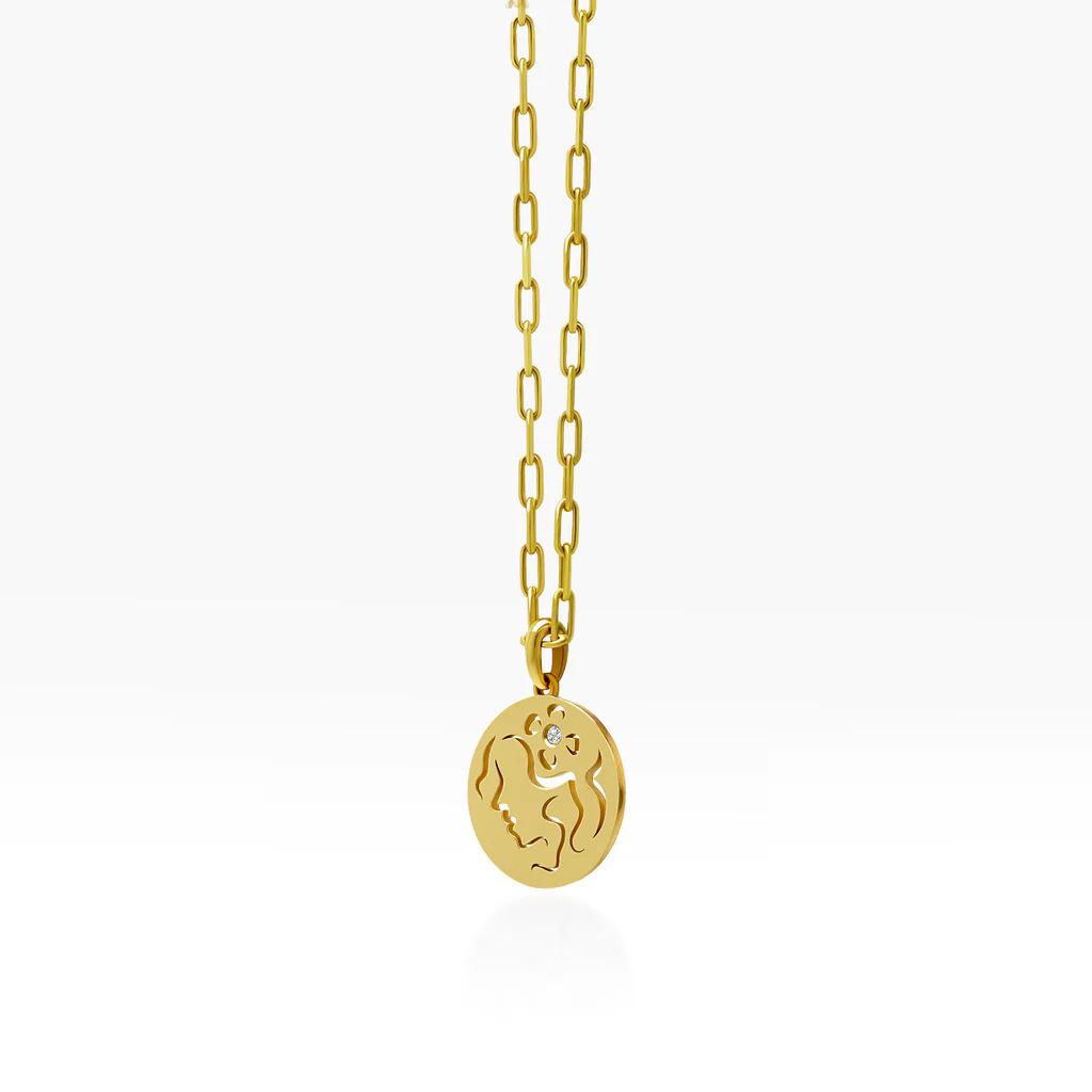 Minimalist 12 Constellations Stainless Steel Pendant Necklace - Hollow Round Sweater Chain