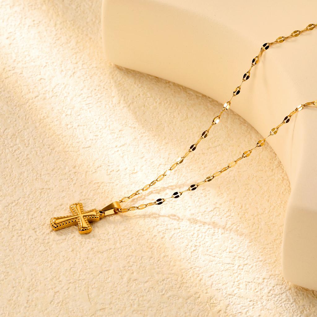 Cross Necklace Fashion Premium Clavicle Chain 18k Gold Stainless Steel Necklace Women