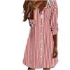 Ladies' Fashionable Striped Lapel Casual Long Sleeved Loose And Comfortable Button Up Dress