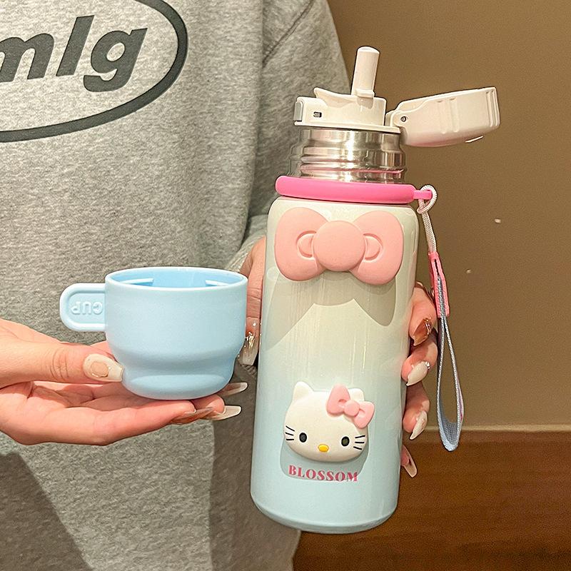 Jednoduchý termoskový hrnek pro ženy  Nový styl  Krásný a roztomilý  Přenosný nerezový hrnek na vodu s víčkem na cesty