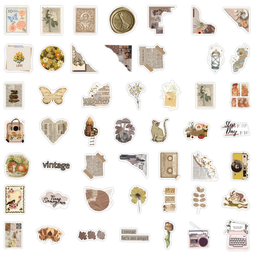 10/30/50/100pcs Retro Bohemia Aesthetic Stickers Vintage Waterproof Decals DIY Computer Notebook Diary Graffiti Sticker Pack