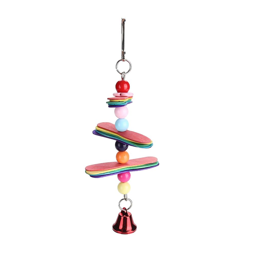 Pet Bird Parrot Colorful Beads Bell Toys Chewing Swing Cage Accessory