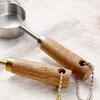 Cuillère doseuse en acier inoxydable, fond plat, tasse doseuse suspendue, antirouille, avec manche en bois, outils de mesure du café pour la cuisine