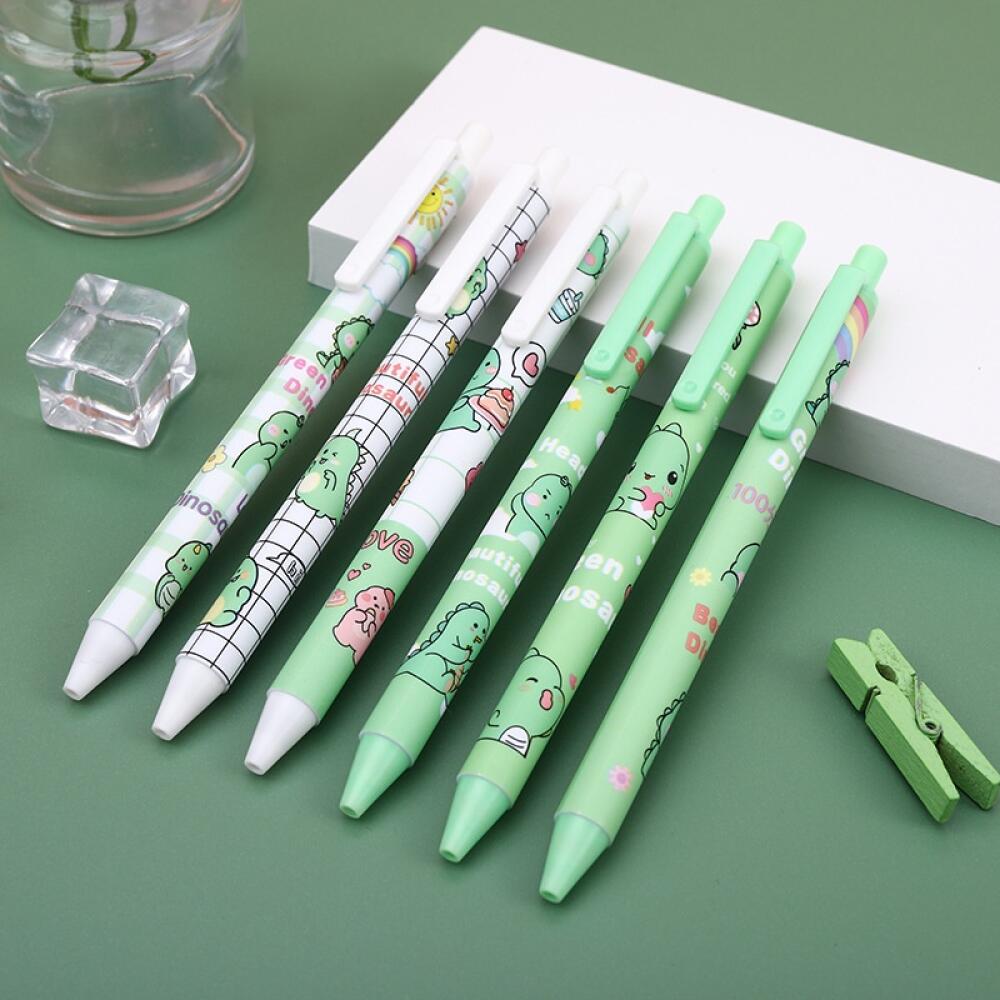 

Cute Cartoon Dinosaur 0.5mm Black Gel Pen, Retractable Press Bullet Nib Design, For Students Exam Study Office Writing