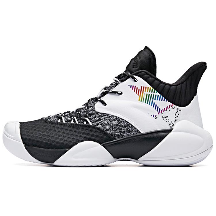 New Anta Cushioning Anti Slip And Wear Resistant Mid Top Performance Basketball Shoes Black White 11931605-4