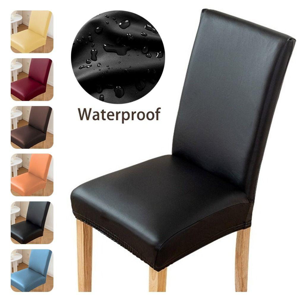 PU Leather Chair Cushion Cover Elastic Stretch Seat Covers New Elastic Chair Cover  Living Room