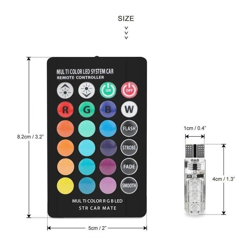 LED Car Interior Ambient Light - Remote Control Wireless Roof & Footwell Decoration (Auto Styling),2pcs.