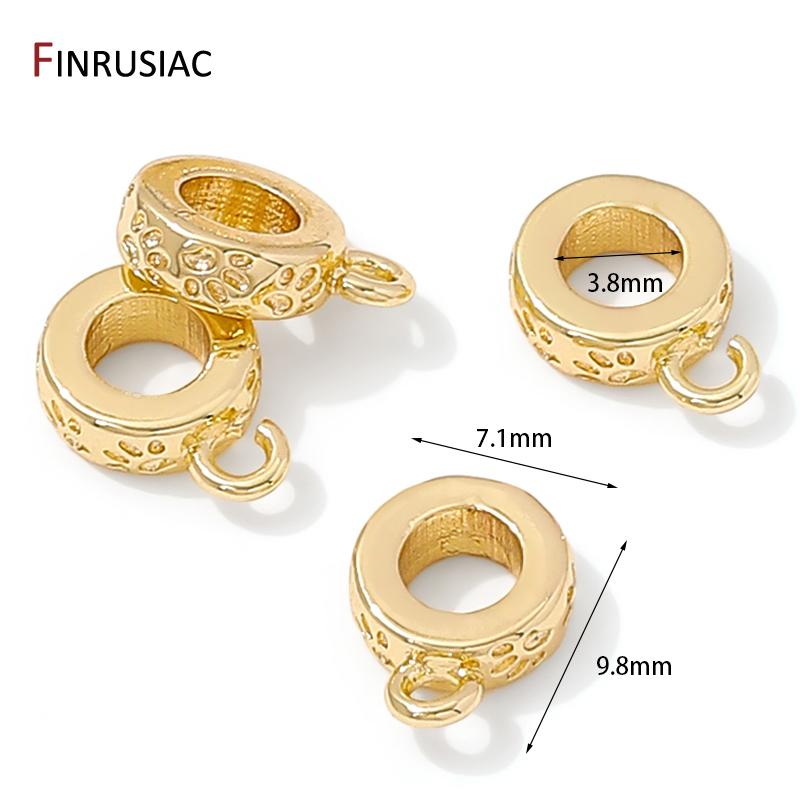 14K Gold Plated Brass Round Pendant Bail Beads Connectors,Bails For Pendants Jewelry,DIY Necklace Bracelets Making Findings