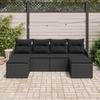 Set de canapé jardin vidaXL 6 pièces avec coussins rotin poly noir, Canapé jardin 2 places vidaXL avec rangement et coussins 3354482