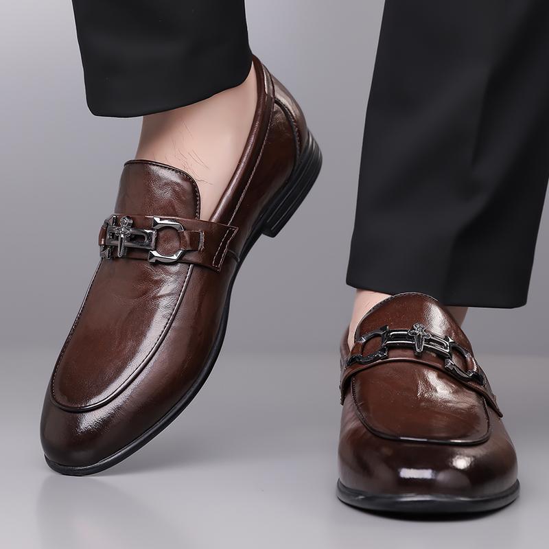 Men Leather Casual Shoes Men Spring Loafers Slip on Business Leather Shoes Classic Moccasins Breathable Shoes All-match Flats