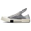 Rick Owens x TURBODRK Chuck 70 Low Silver Lacquer Unisex Sneakers Egret Black A01292C