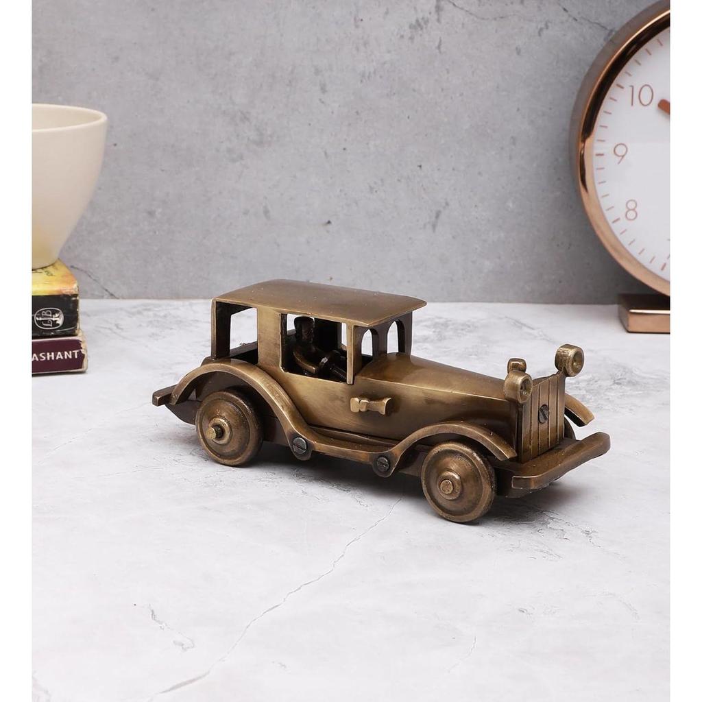Brass Vintage Motor Car Showpiece, Figurine for Home Decor, Brass Antique Showpieces for Home,Antique Brown, Pack of 1