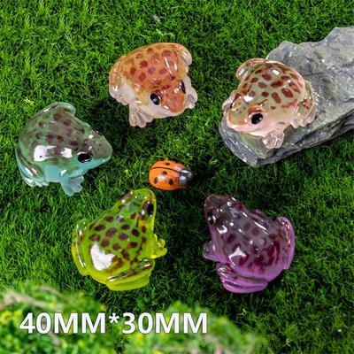 Nuovo Arrivo Statuetta Rana in Miniatura Ornamento Giardino Micro-Paesaggio Pezzo Decorativo Illuminato Portagioie da Tavolo per Casa Decorazione Acquario 4cm X 3cm