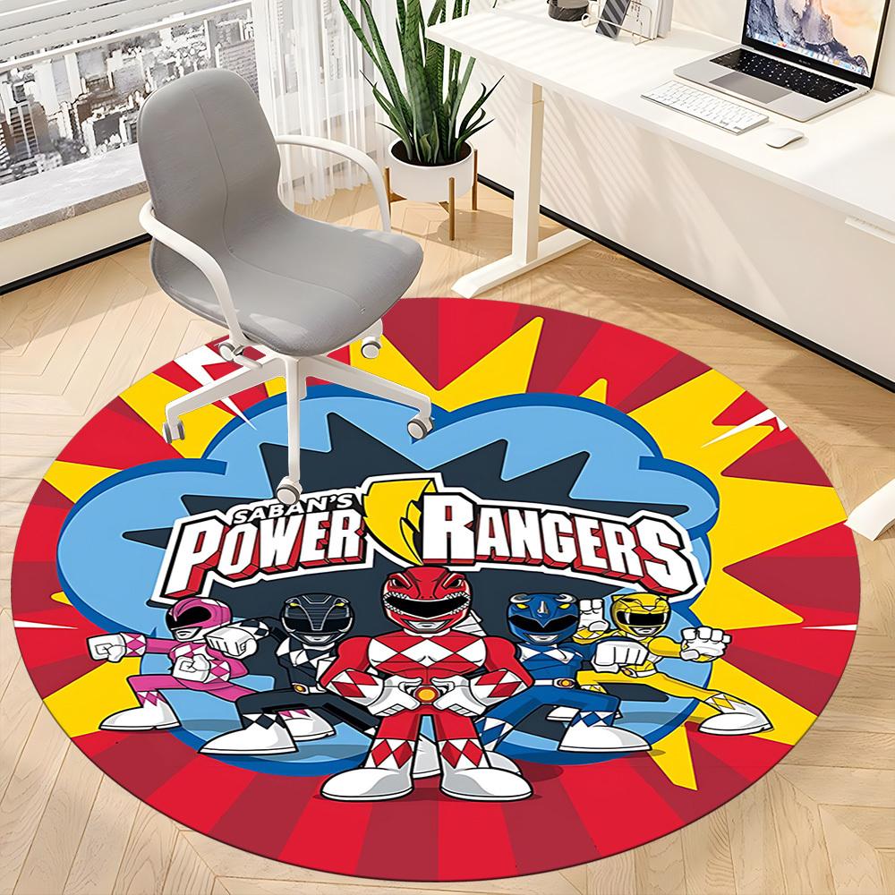 1pc Power Rangers Office Round Area Rug, Indoor Mat Suitable For Office, Under Office Chairs Bedroom Living Room Home Decor, Room Deco