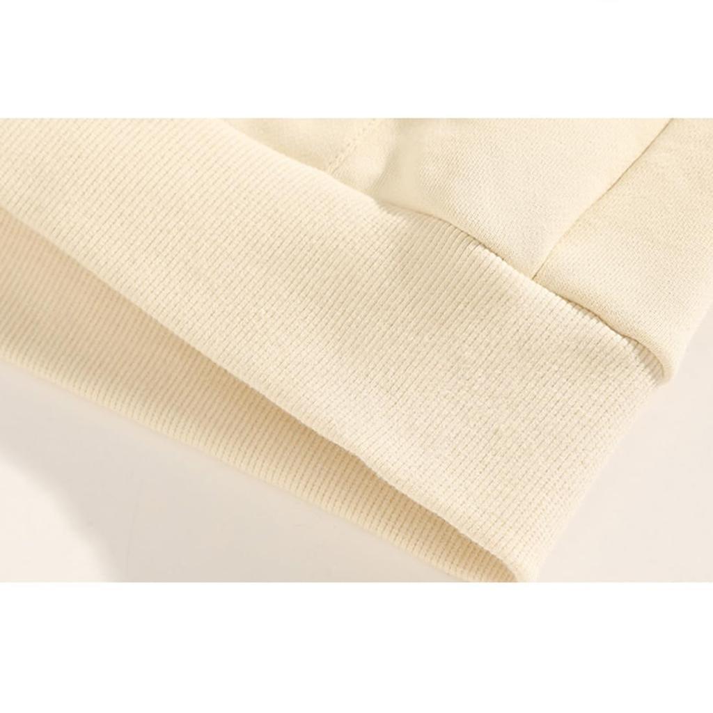 Long Sleeve Solid Loose Plus Sizes [OKJCON] Women's Hoodie, Autumn, Zip-Up, Color, Fit, Hooded, Stylish, (JP, Alphabet, XL, Beige)
