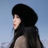 Fluffy Fur Hat Women'S Winter Hat Warm Ear Protection Snow Ski Cap Female Faux Fox Fur Windproof Wide Brim Headband