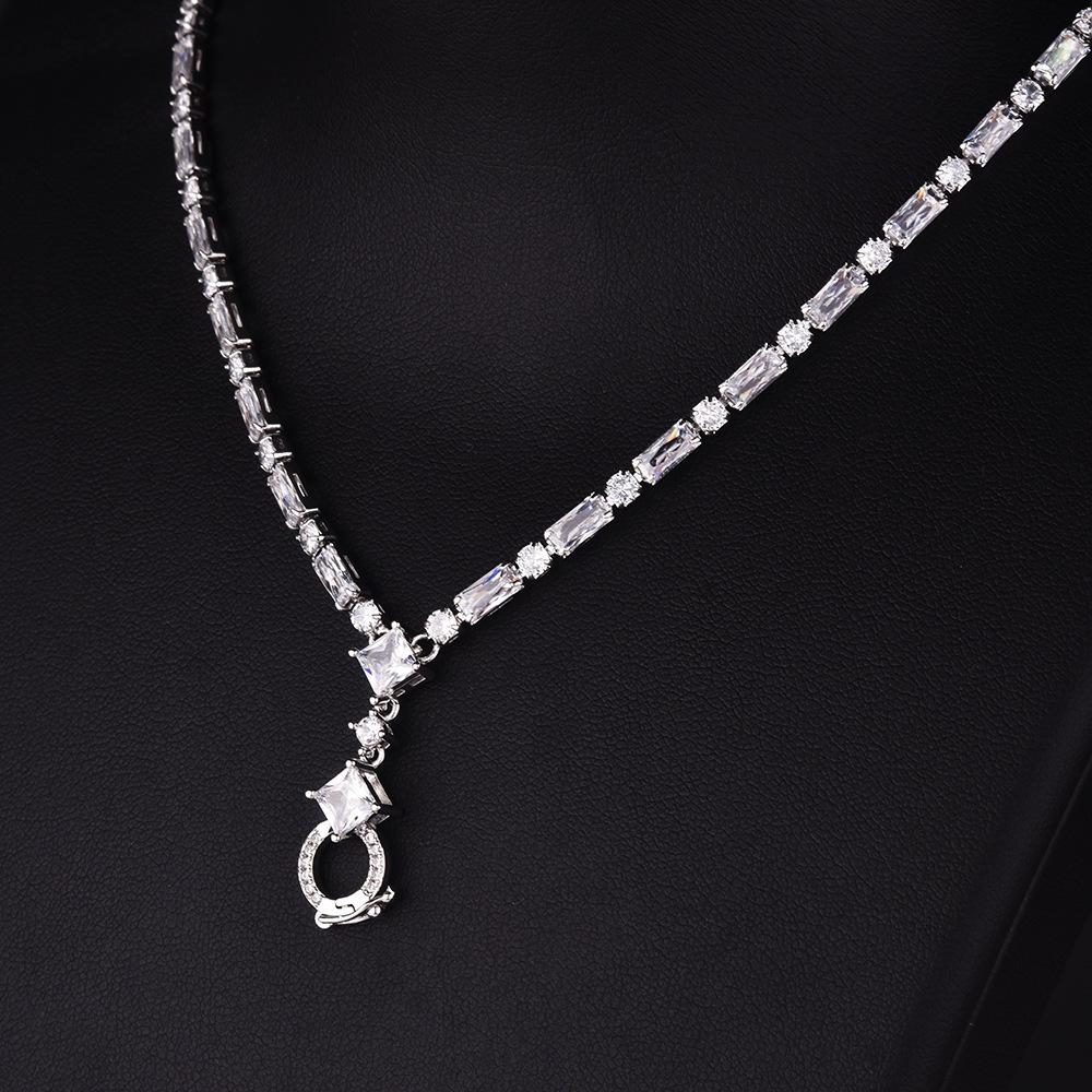 Haute Couture Full Diamond Simulation Diamond Necklace Universal Chain Sweater Chain Imported High Carbon Diamond High Sense Universal Necklace Female