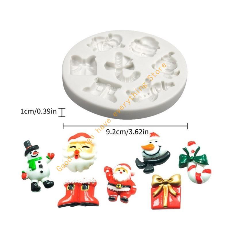55KF Santa Snowmans Silicone Mold Fondant Mold DIY Christmas Ornaments Mold