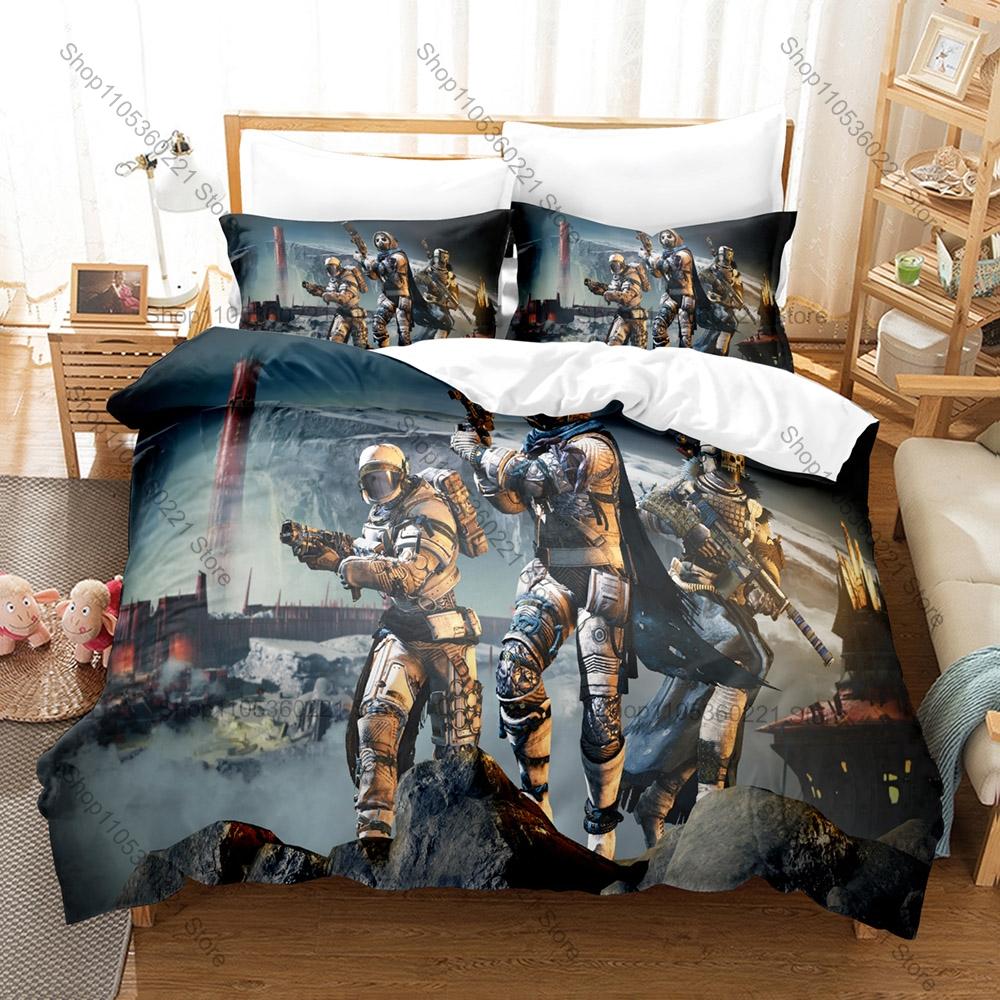 Destiny 2 Guardian Hunter Titan Warlock Space Alien Planet Sci-Fi Multiplayer Shooter Game Bedding Set Duvet Cover 2 Pillowcases