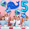 5th Birthday Whale Balloons, Blue, 9 Count, Ocean Theme, Boys & Girls