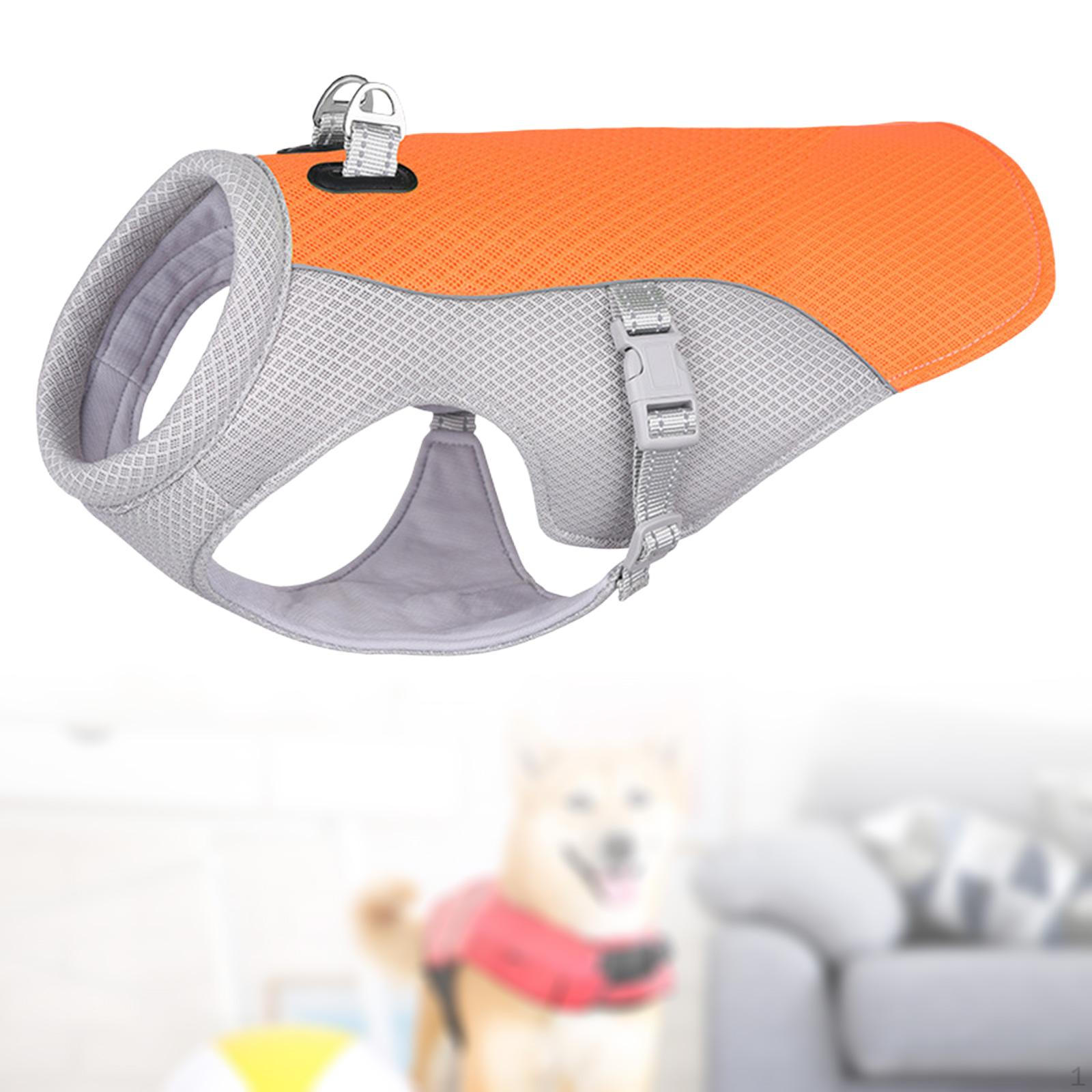 

Breathable Dog Cooling Vest with Leash Rings and Buckle for Weather Activities Orange XXL