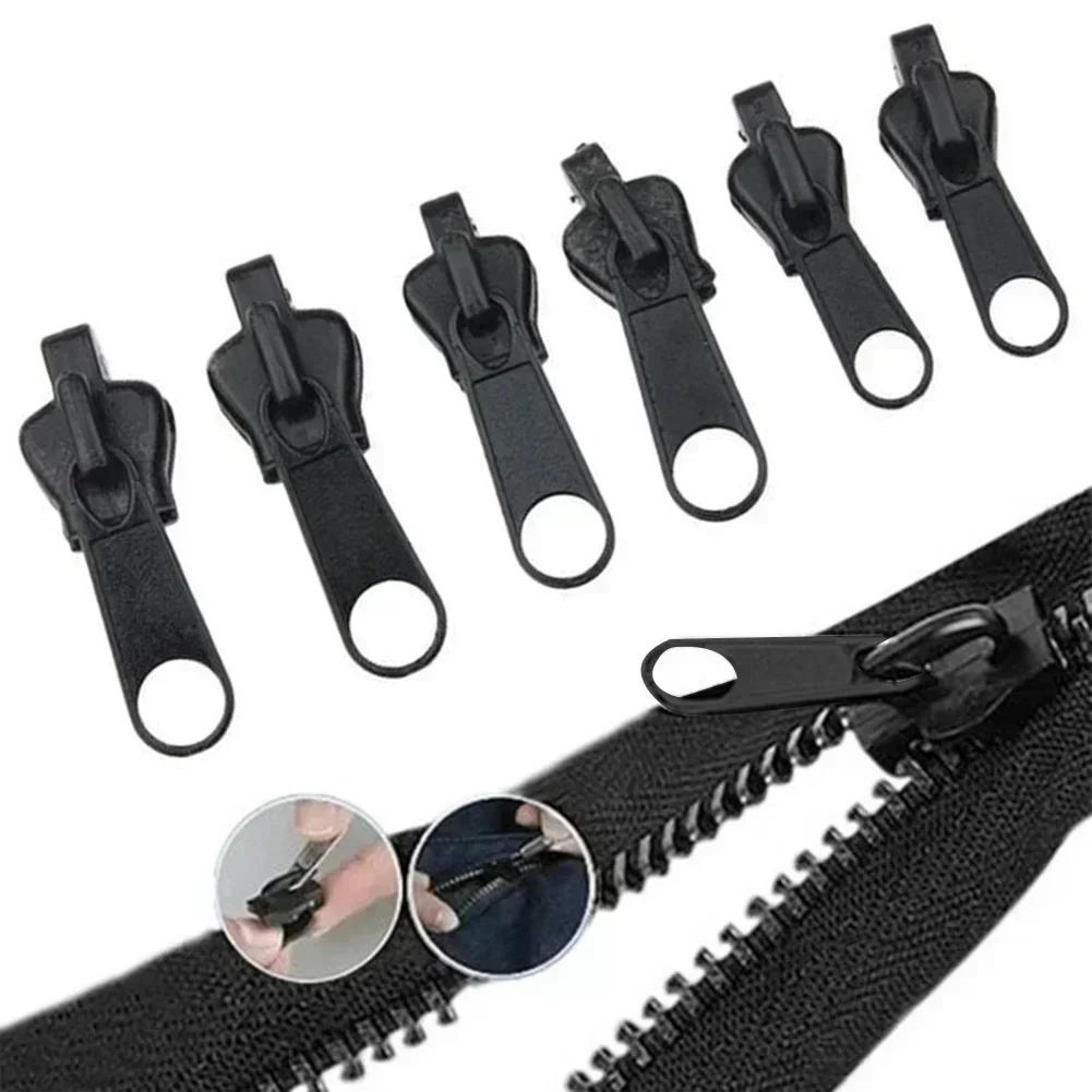 Black 6pcs Instant Zipper Universal Instant Fix Zipper Repair Kit Replacement Zip Slider Teeth Rescue New Design for DIY Sew