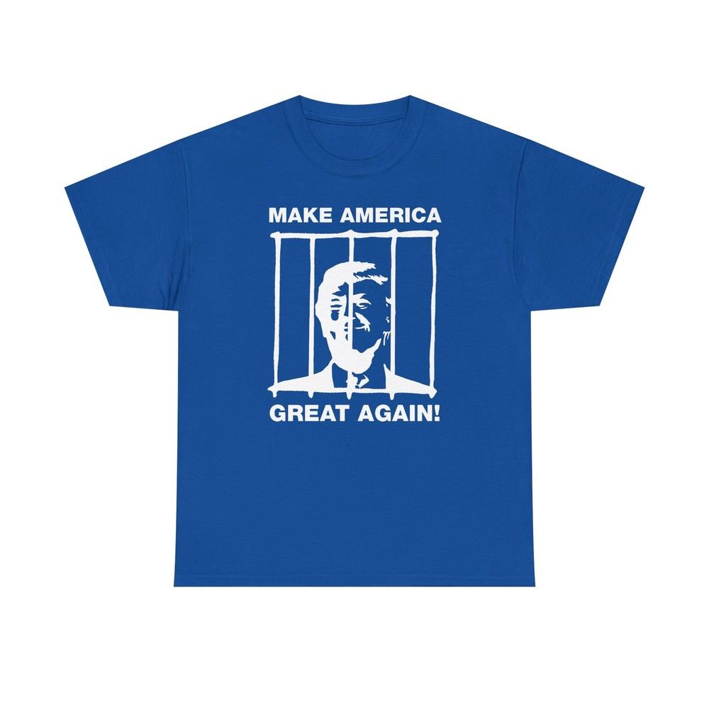 

Political Cartoon Trump Make America Great Again Tshirt Tops Tee, Unisex Shirt, Jail 4XL
