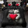 Cute Love Cat 3Pcs Bedding Set 3D Digital Printed Duvet Cover Set Soft Comfortable Breathable Decor For Bedroom, Dorm Lover Gift