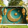 Lantern Moon Star Theme,Eid Mubarak Backdrop Crescent Photography Background Eid Al-Fitr Party Decor Banner Supplies Photo Studio Props