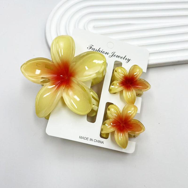 Sada skřipců do vlasů s frangipani: Květinové vlasové doplňky s imitací mramoru pro módní svátky