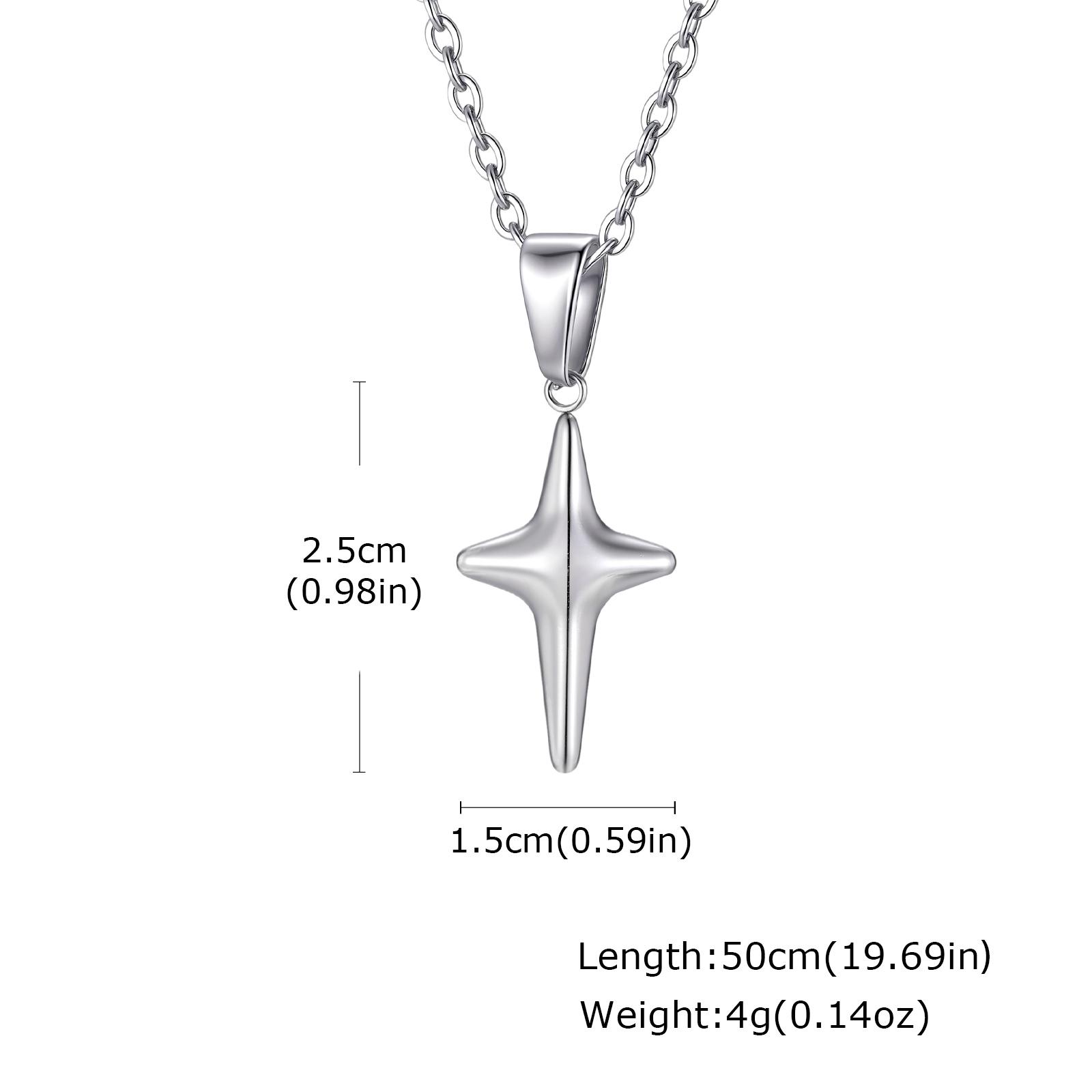 

Vnox Silver Color O-Chain Stainless Steel Hollow Four Point Star Pendant Necklace for Men, Hip Hop Minimalist Necklaces Gift New 50cm