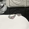Nischdesign Rosa Kärlek Zirkon Fransk Helt Diamant Personlig Vikbar Stapelbar Öppen Ring Högklassig Ring Dam