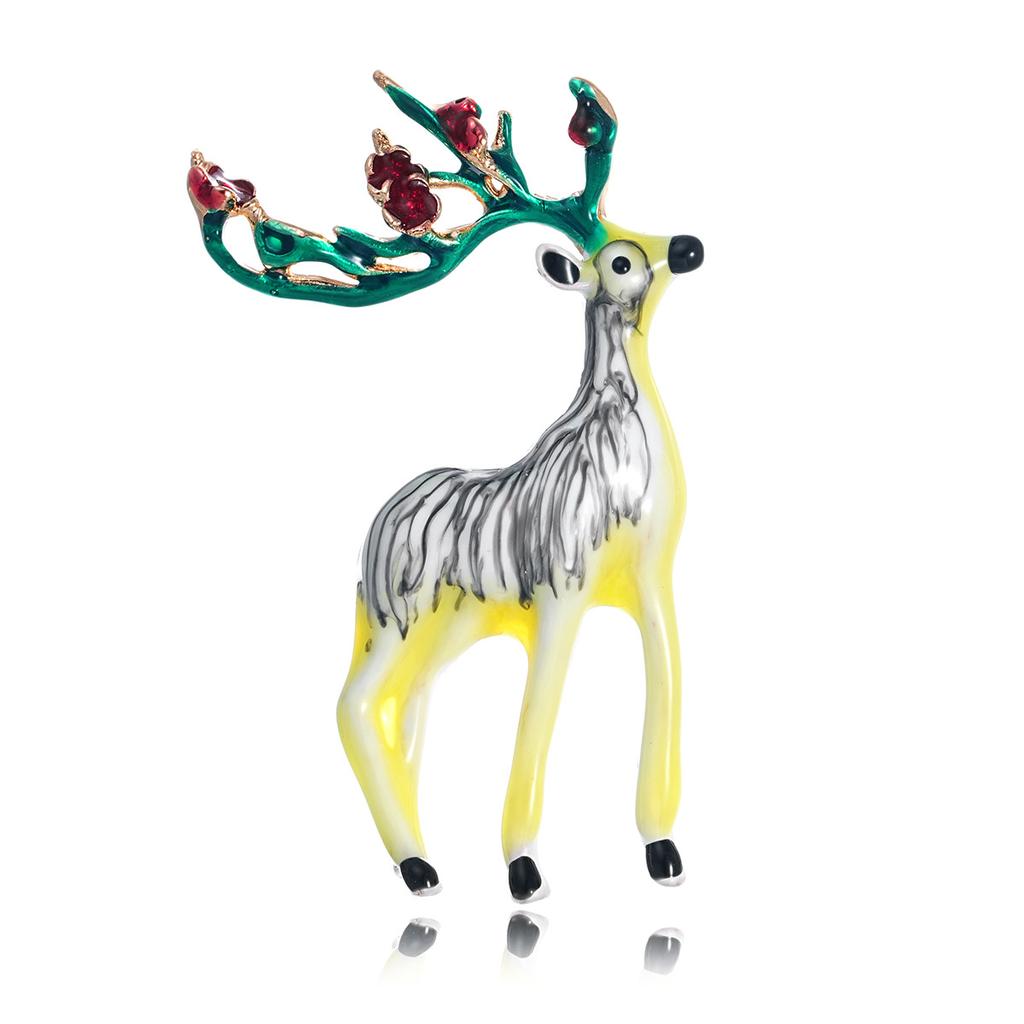 Christmas Rhinestone Moose Brooches for Women Unisex Animal Pins Casual Party Accessories Gifts