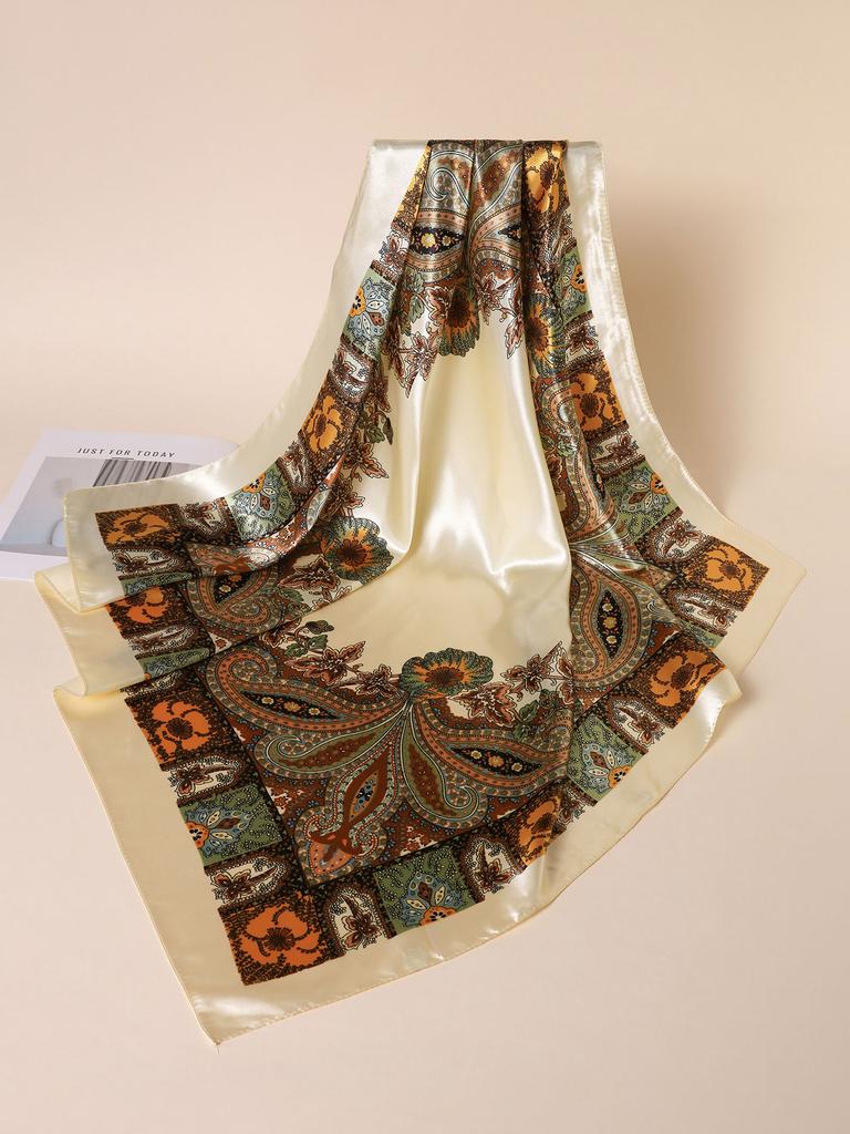90*90cm Hair Scarf Women Fashion Designer Beautiful Paisley Foulard Soft Satin Shawl Kerchief Square Silk Scarfs Neck Headscarf