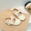 Children Mary Janes Beading Ribbon Black Beige Girl's Princess Shoes Shallow Flexiable Elegant Fashion Kids Flat Shoe 21-30