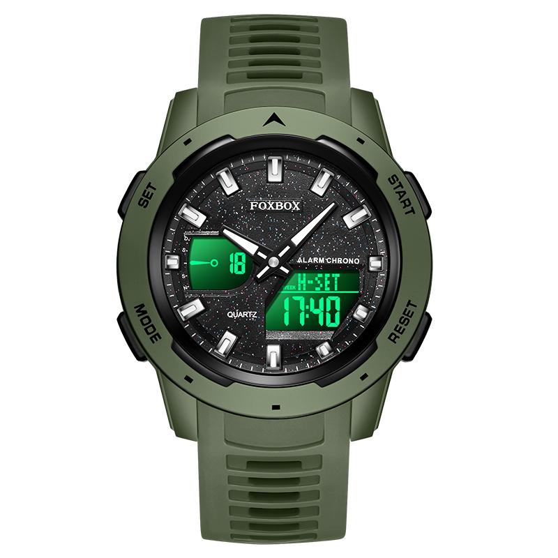 LIGE FB0100 Analog Digital Men Watch Multi-Function 49mm Sport Bezel LED Light 100 SEC Stopwatch Casual Fashion Timepiece+box
