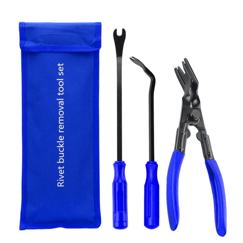 3-Piece Automotive Fastener and Rivet Removal Tool Set: 6-inch & 8-inch Screwdrivers, Pliers for Car Clip and Decorative Opening.