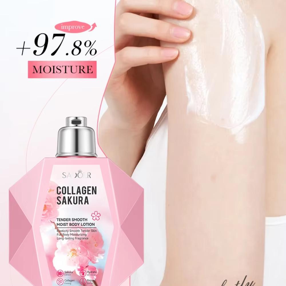 300ml Cherry Blossom Body Lotion - Collagen Moisturizing, Nourishing Skin with Cherry Blossom Fragrance