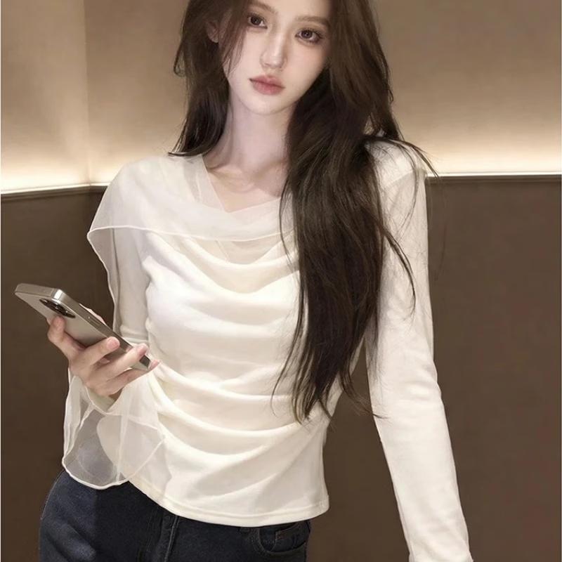 La Chapelle Women s French Style Draped Cowl Neck Long Sleeve Top M