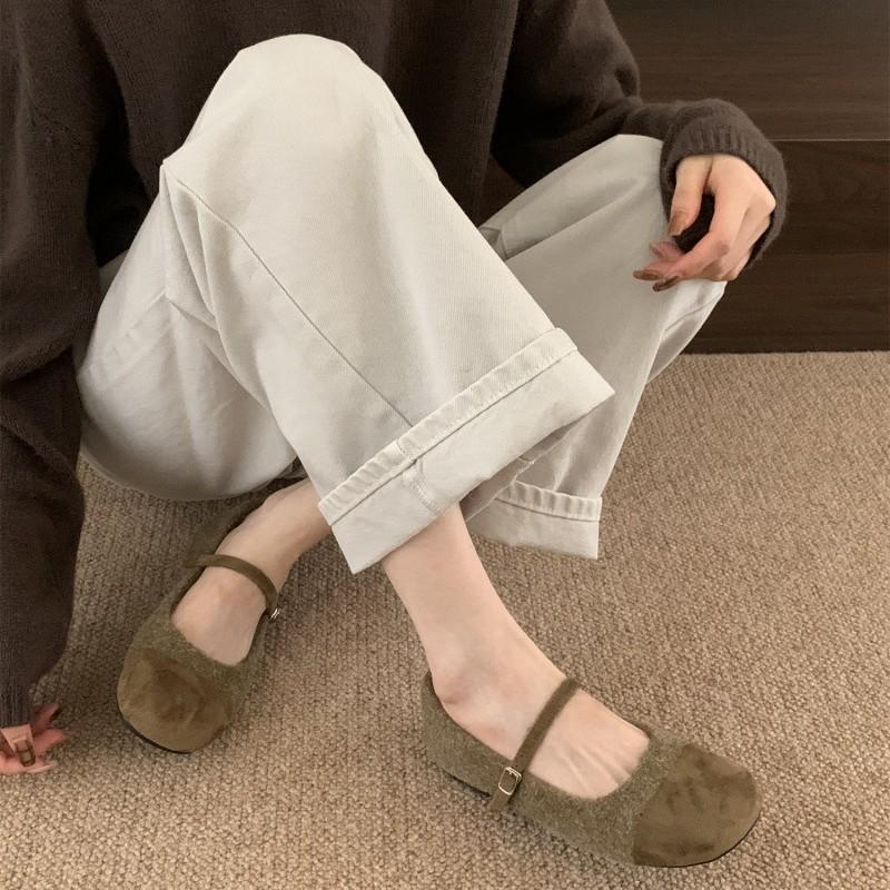 Mori Xiaoxiangfeng Woolen Single Shoes Women's 2025 Autumn New Ugly Cute Flats Round Head Retro Mary Jane Women's Shoes