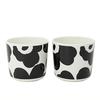 Marimekko Latte Mugs, Pair, Unikko Coffee Cups, Black and White, 70637 190 [Parallel Import]