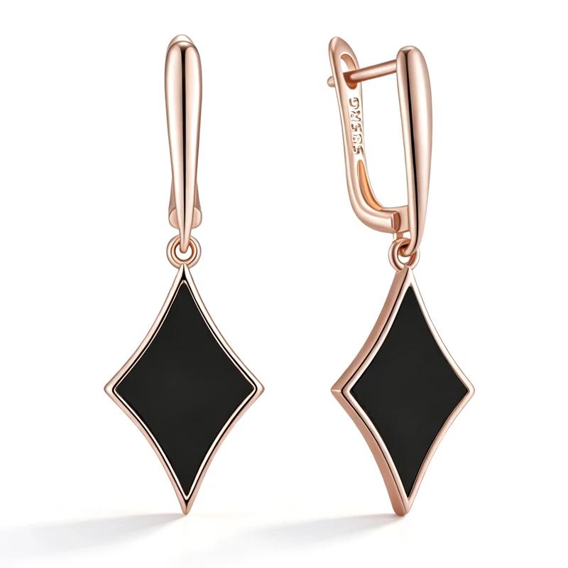 Black Dangle Earrings for Women Fashion Golden Accessories Everyday Jewelry
